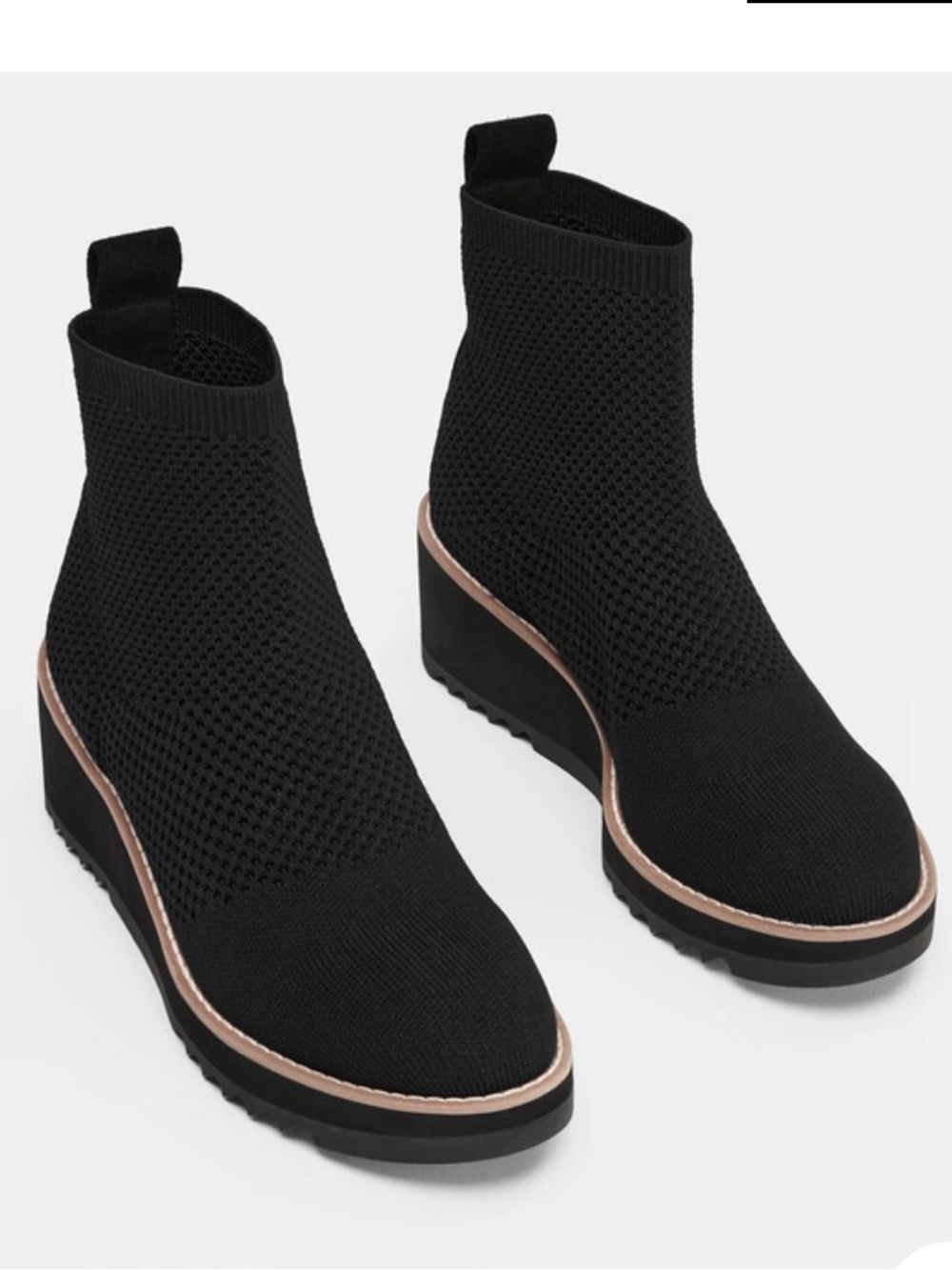 Eileen Fisher London Recycled Stretch Knit Bootie Black Size 8.5 Retail $240